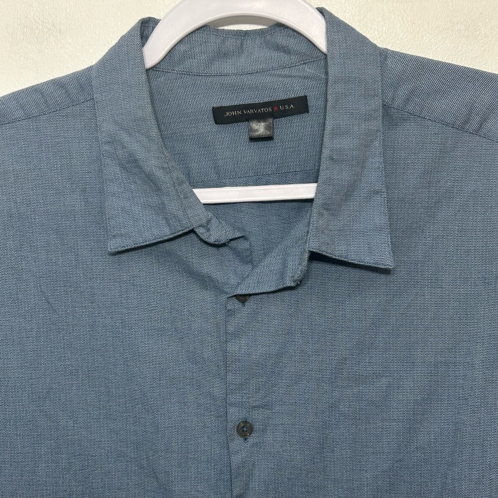 John Varvatos Star USA Vanderbilt Textured Cotton Slub Weave Button Up Shirt - Picture 3 of 8
